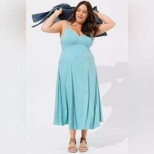 torrid Aqua Tea Length Trapeze Dress